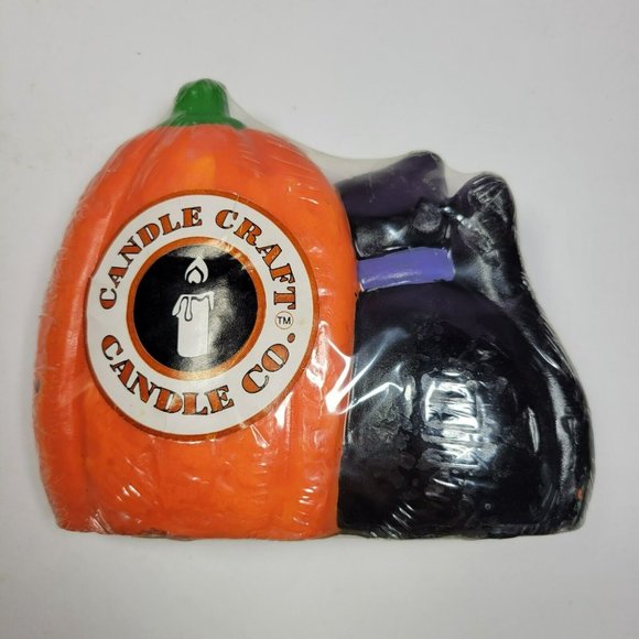 Vintage Halloween Black Cat & Pumpkin Glow in Dark Candle 1997 Loomco NEW 6x5" - Picture 4 of 5